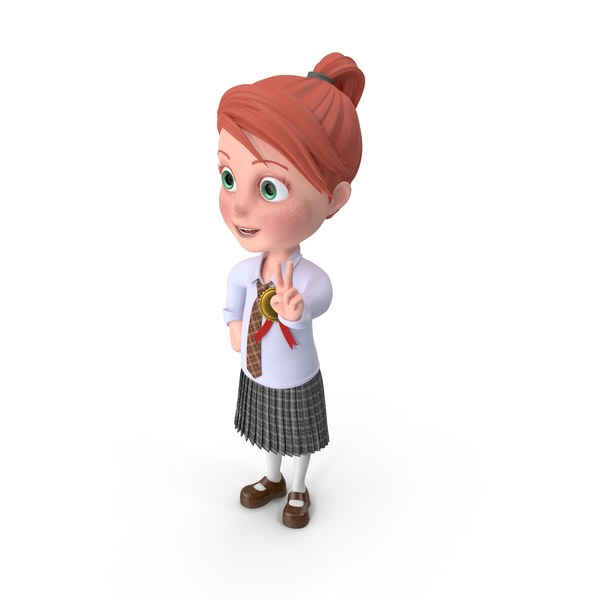 Cartoon Girl Grace with Medal PNG & PSD Images Cartoon Girl Grace with Medal PNG & PSD Images