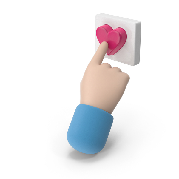 Gestures: Cartoon Hand Pressing Heart Button PNG & PSD Images