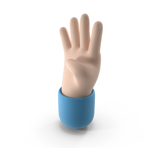 Gestures: Cartoon Number Four Hand Gesture PNG & PSD Images