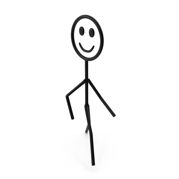 Cartoon Stickman Figure Walking Pose Black PNG & PSD Images