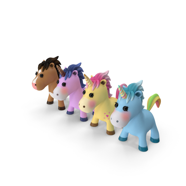Cartoon Unicorn Set PNG & PSD Images