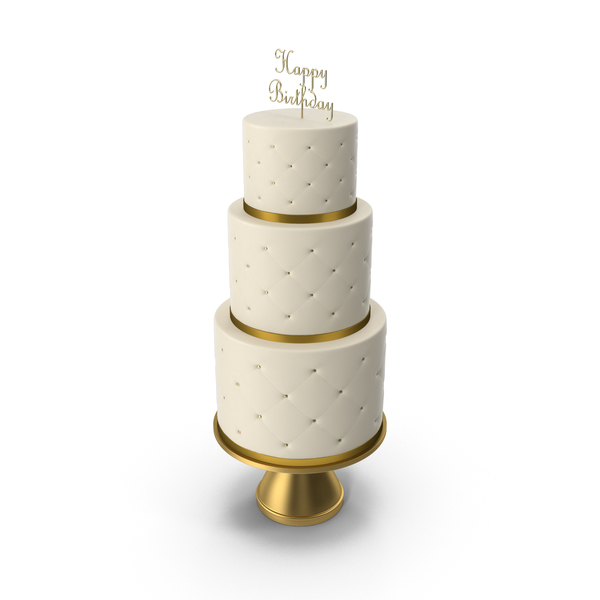 Cascade Cake with Decor of Gold Ribbon and Topper Happy Birthday PNG & PSD Images Cascade Cake with Decor of Gold Ribbon and Topper Happy Birthday PNG & PSD Images