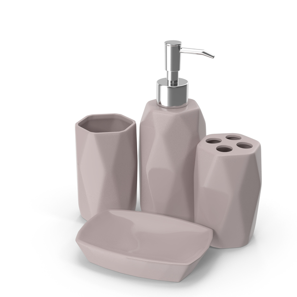 Accessories: Ceramic Stoneware Bathroom Set PNG & PSD Images