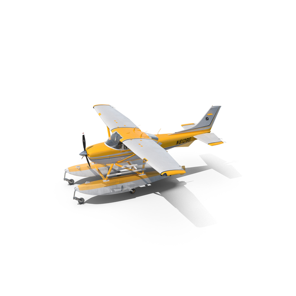 Private Propeller Plane: Cessna 182 Skylane Seaplane with Floats PNG & PSD Images