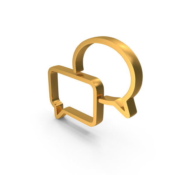 Speech Balloon: Chat Bubble Icon Gold PNG & PSD Images