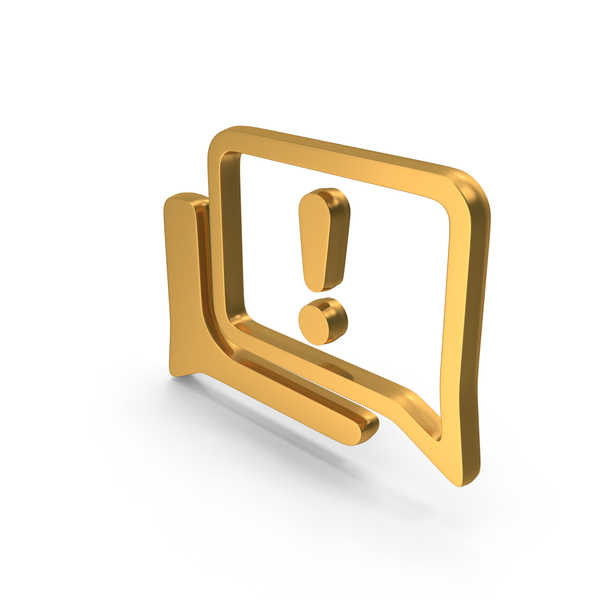 Symbols: Chat Exclamation Mark Gold PNG & PSD Images