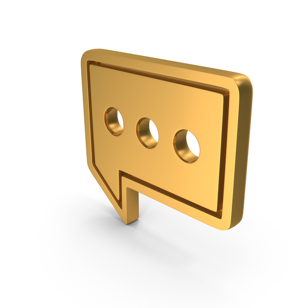 Balloon: Chat Speech Bubble Icon Gold PNG & PSD Images