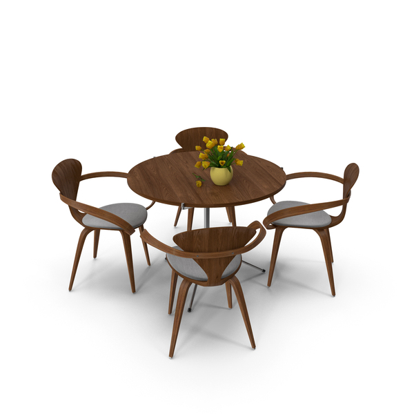 Dining Room: Cherner Table Set With Tulip Flower PNG & PSD Images