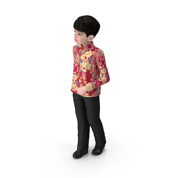 Child: Chinese Boy Dragon Silk Costume PNG & PSD Images