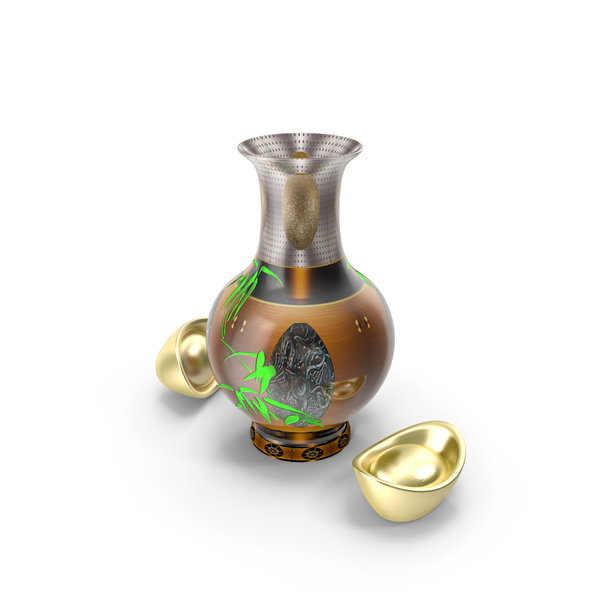 Chinese Gold Ingot and Vase PNG & PSD Images Chinese Gold Ingot and Vase PNG & PSD Images