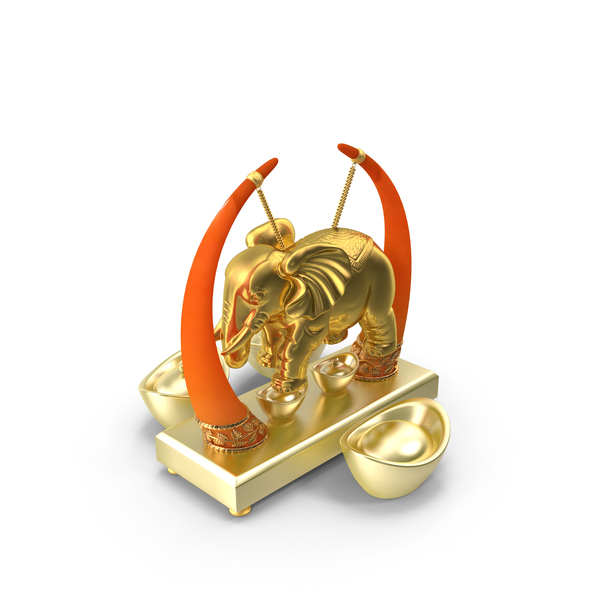 Elephant Statue: Chinese Gold Ingot PNG & PSD Images
