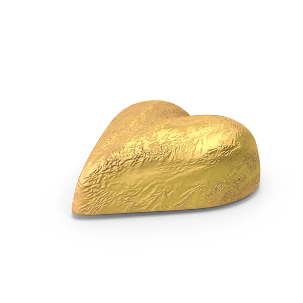 Heart Shaped: Chocolate Candy Heart in Gold Foil PNG & PSD Images