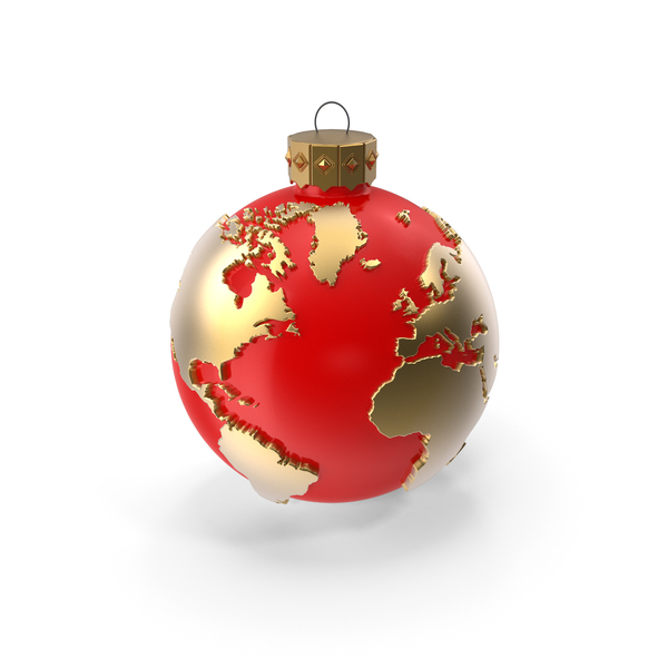 Ball: Christmas Bauble With World Map PNG & PSD Images
