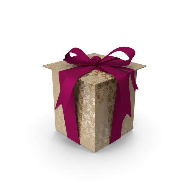 Gift: Christmas BOX Closed Ribbon Cream PNG & PSD Images
