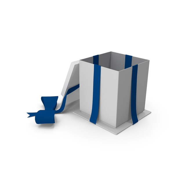 Gift: Christmas BOX Open Ribbon White PNG & PSD Images