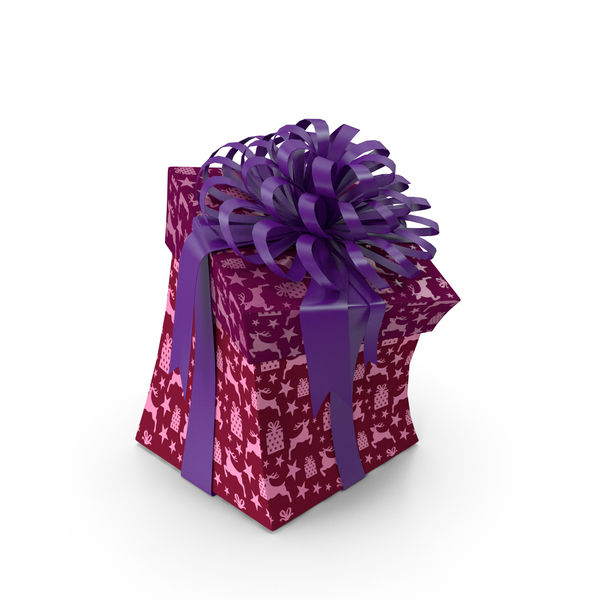 Gift: Christmas Box Toon Ribbon Deer PNG & PSD Images