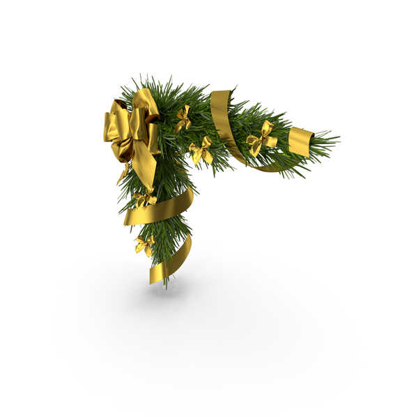Wreath: Christmas Corner Decoration with Bows and Ribbon PNG & PSD Images