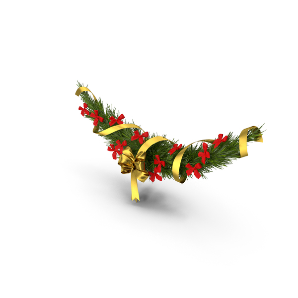 Wreath: Christmas Garland with Bows and Ribbons PNG & PSD Images