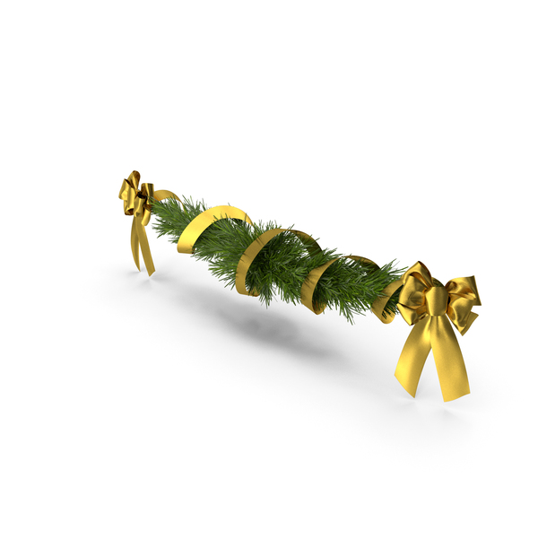 Decoration: Christmas Garland with Gold Bows and Ribbon PNG & PSD Images Decoration: Christmas Garland with Gold Bows and Ribbon PNG & PSD Images