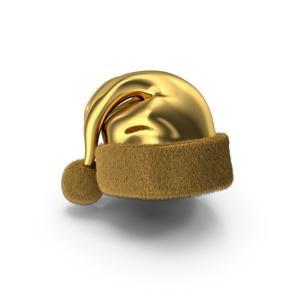 Christmas Hat With Fur Gold PNG & PSD Images