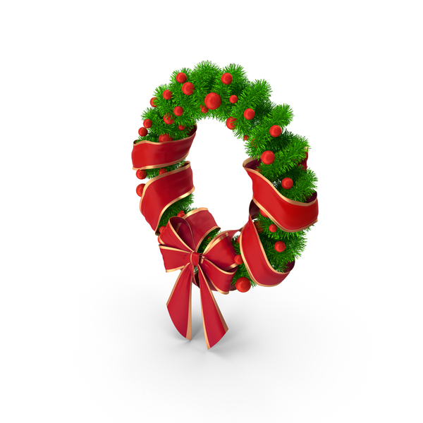 Christmas Tinsel Wreath With Red Balls And Red Bow PNG & PSD Images