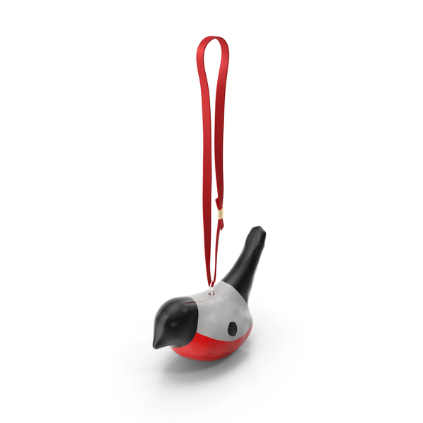 Ornament: Christmas Toy Bird Red with Rope PNG & PSD Images