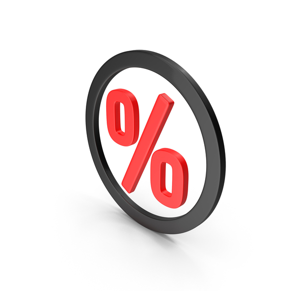 Mathematical Symbols: Circular Red & Black Percentage Sign PNG & PSD Images