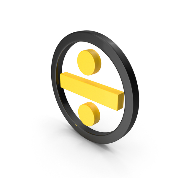 Mathematical Symbols: Circular Yellow And Black Division Sign PNG & PSD Images