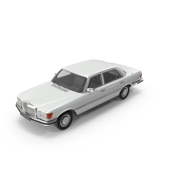 Antique Car: Classic Mercedes Benz 350 SE White Simplified PNG & PSD Images