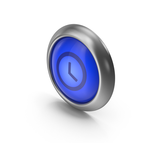Computer: Clock Blue Icon Button PNG & PSD Images