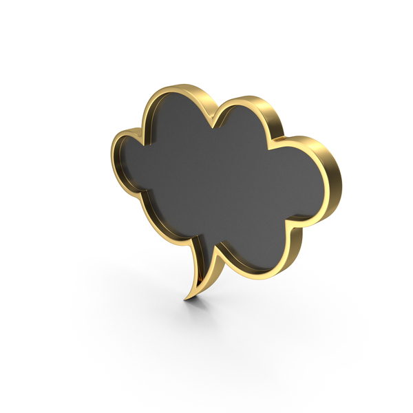 Speech Balloon: Cloud Label Icon Gold Black PNG & PSD Images