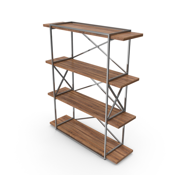Bookcase: Coach House  AAT026 Chrome/Wood Shelves PNG & PSD Images