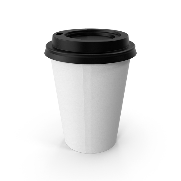 Zarf: Coffee Cup Empty 12oz Takeout White with Black Lid PNG & PSD Images