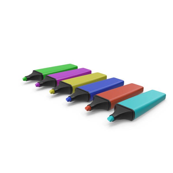 Highlighter: Colored Highlighters 6 Pieces Without Caps PNG & PSD Images
