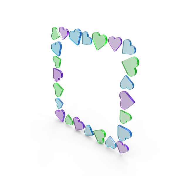 Symbols: Colorful Glass Hearts Frame PNG & PSD Images