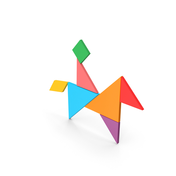 Symbols: Colorful Tangram Riding Man Symbol PNG & PSD Images