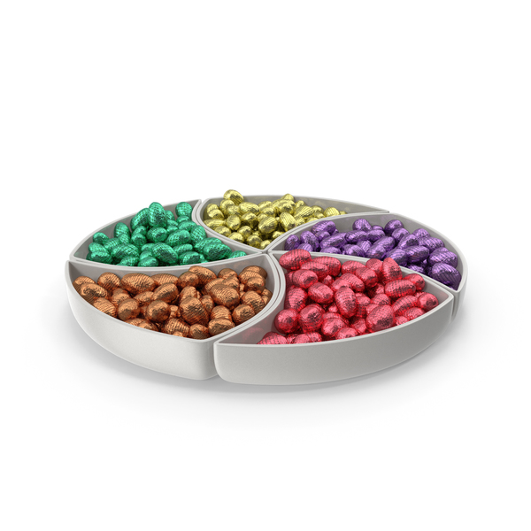 Candy: Compartment Bowl with Small Wrapped Chocolate Easter Eggs PNG & PSD Images Candy: Compartment Bowl with Small Wrapped Chocolate Easter Eggs PNG & PSD Images