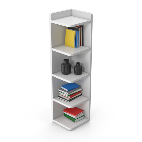 Bookcase: Corner Bookshelf Set White PNG & PSD Images