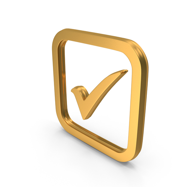 Check: Correct Tick Mark Square Gold PNG & PSD Images