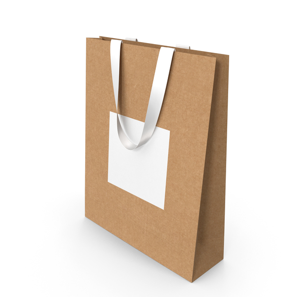 Gift: Craft and White Paper Bag with White Handles PNG & PSD Images Gift: Craft and White Paper Bag with White Handles PNG & PSD Images