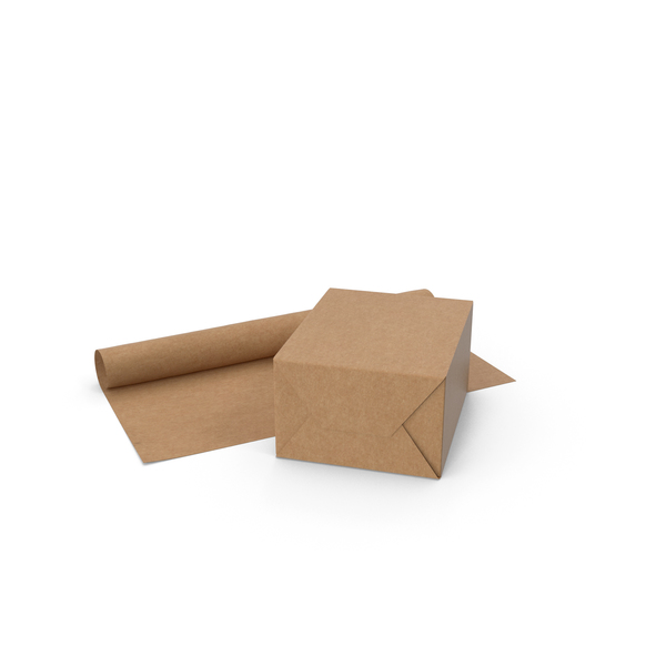 Craft Paper Gift Box with Paper Roll PNG & PSD Images Craft Paper Gift Box with Paper Roll PNG & PSD Images