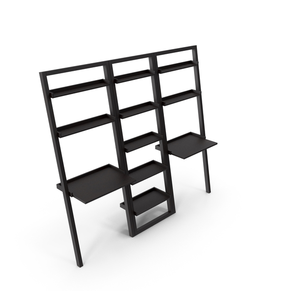 Writing Desk: Crate&Barrel - Sloane Espresso 25.5 Leaning Bookcase with2 Desks PNG & PSD Images