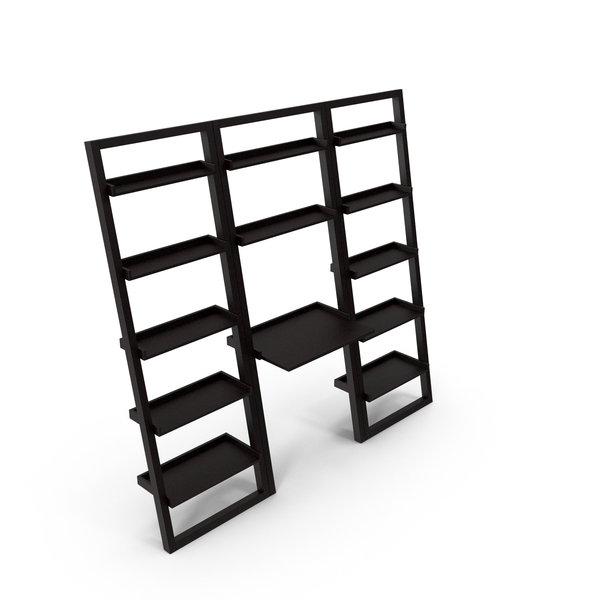 Writing: Crate&Barrel - Sloane Espresso Leaning Desk with 2 25.5 Bookcases PNG & PSD Images