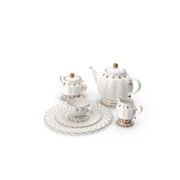 China Service: Creamer cup from Porcelain Tea Set with Gold Pattern PNG & PSD Images