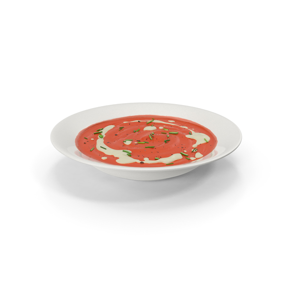 Creamy Tomato Soup Garnished with Herbs PNG & PSD Images