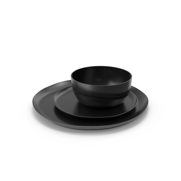 Flatware: Crisp Matte Black Dinnerware PNG & PSD Images