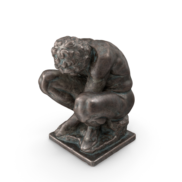 Statue: Crouching Boy Bronze Outdoor Sculpture PNG & PSD Images