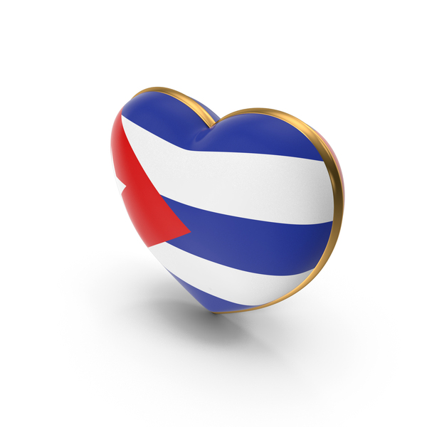 Cuba Country Heart Flag Dual Shade Metallic Solid PNG & PSD Images
