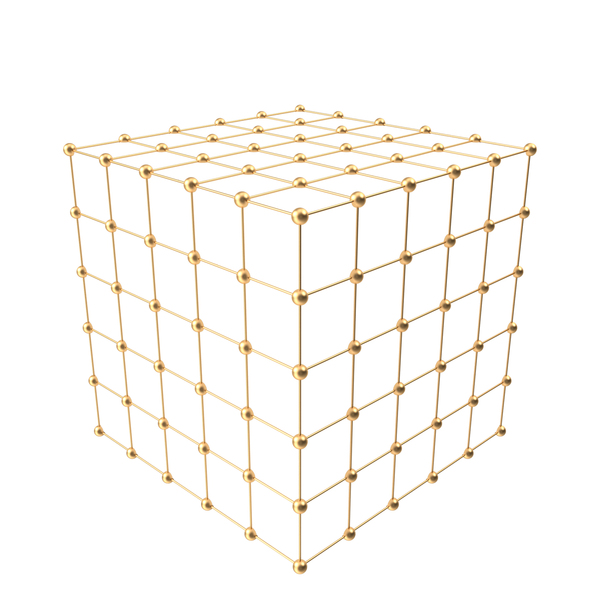 Geometric Shape: Cube Grid Patterned Gold PNG & PSD Images