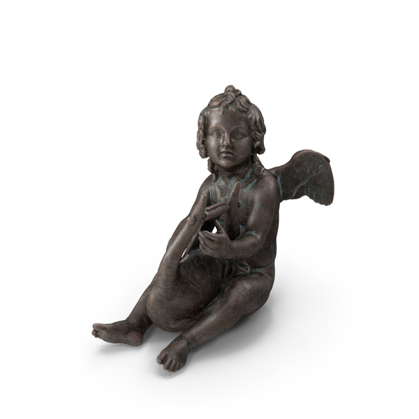 Statue: Cupid with Lyre Bronze Outdoor PNG & PSD Images